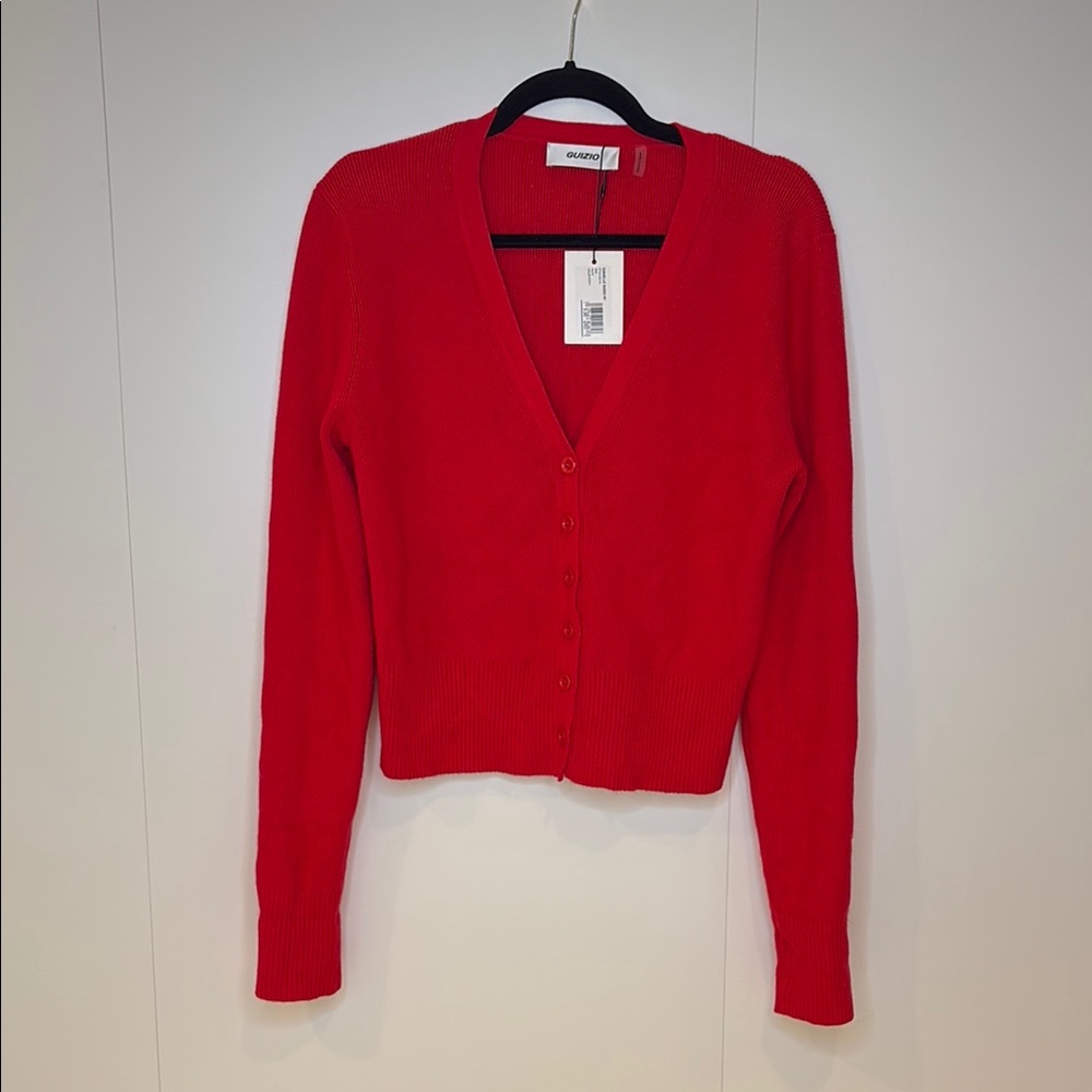 Red Button-Up Women's Sweater